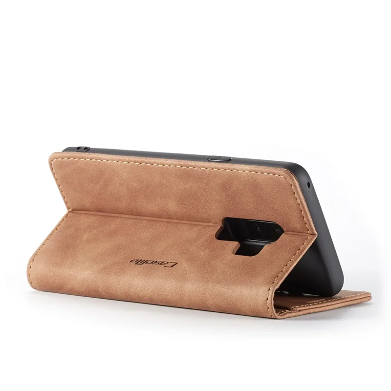 CASEME 013 Series Auto-absorbed Leather Wallet Phone Case for Samsung Galaxy S9+ - Brown