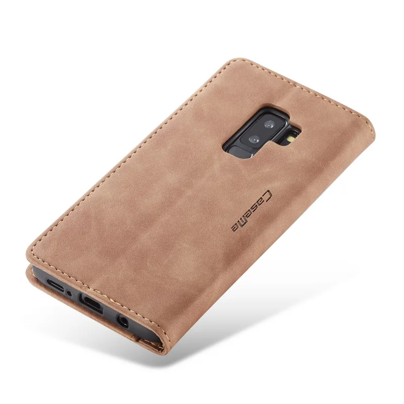 CASEME 013 Series Auto-absorbed Leather Wallet Phone Case for Samsung Galaxy S9+ - Brown