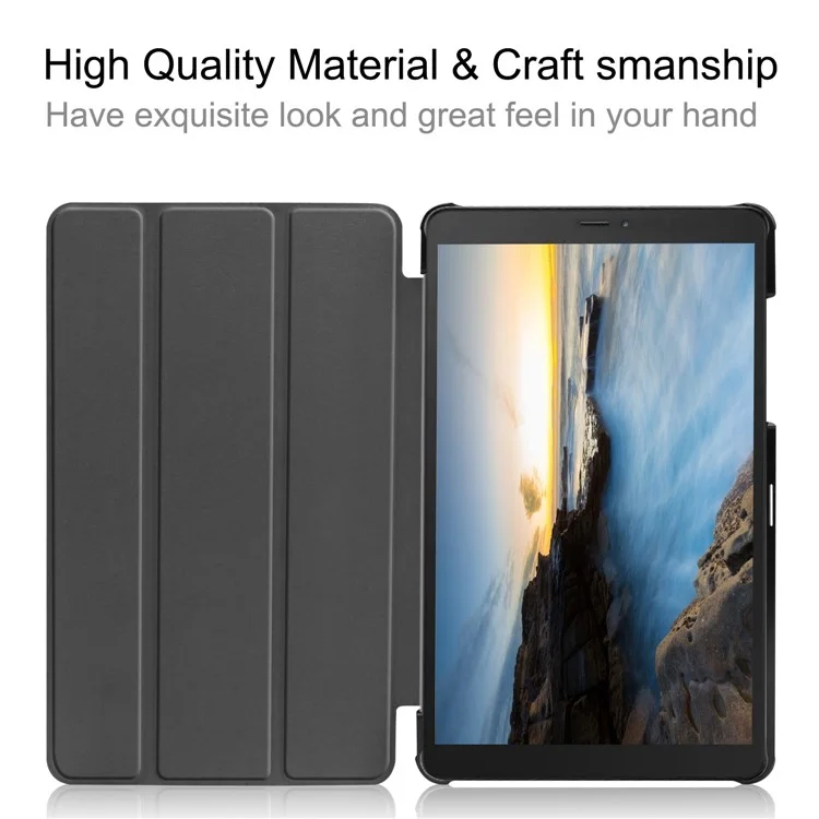 cu Leather Stable Suparing Stand Stand Hard PC Back Shell Coverg Для Samsung Galaxy Tab A 8.0 Wi-Fi (2019) T290 / LTE T295 - Черный