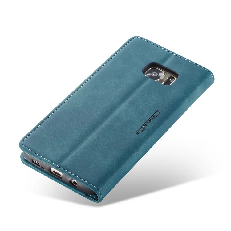 Casime 013 Series Auto-absorvido Carteira De Couro Carrinho Para Samsung Galaxy S7 Edge G935 - Azul