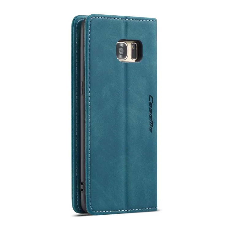 CASEME 013 Series Auto-absorbed Leather Wallet Stand Casing for Samsung Galaxy S7 edge G935 - Blue