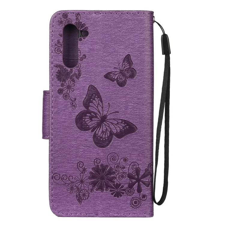 Impressum Schmetterlingsblume Leder Brieftasche Für Samsung Galaxy Note 10/Note 10 5g - Violett