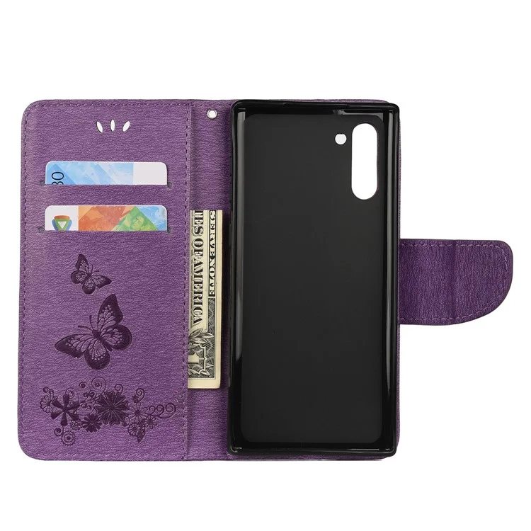 Impressum Schmetterlingsblume Leder Brieftasche Für Samsung Galaxy Note 10/Note 10 5g - Violett