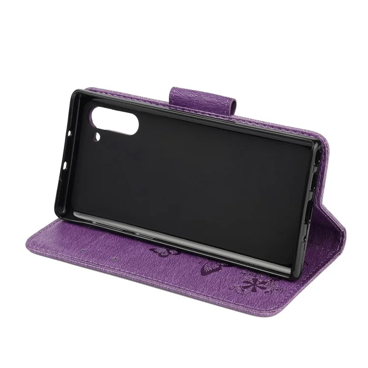 Impressum Schmetterlingsblume Leder Brieftasche Für Samsung Galaxy Note 10/Note 10 5g - Violett