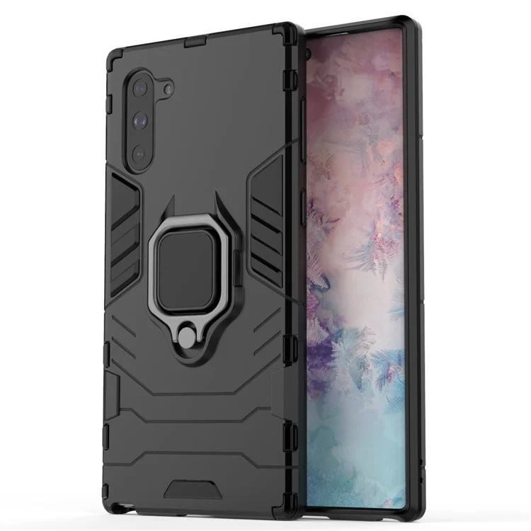 Cool Guard Ringhalter Kickstand PC TPU Hybrid Schale für Samsung Galaxy Note 10/Galaxy Note 10 5G - Schwarz
