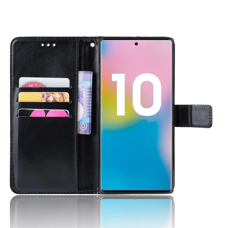 Cassa Da Portafoglio Cuoio Cuoio Cuoio Cuoio Per Samsung Galaxy Nota 10 Plus / Nota 10 Plus 5G - Nero