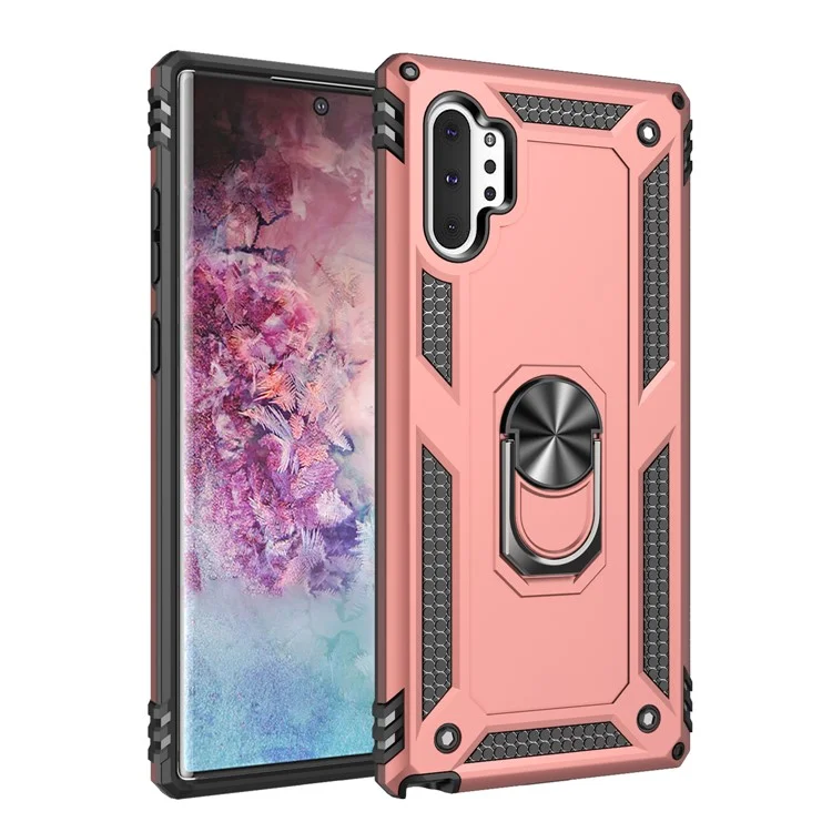 Samsung Galaxy Note 10 Plus / Note 10 Plus 5G Hybrid PC TPU Bracket Armored PHONE CASE - Or Rose