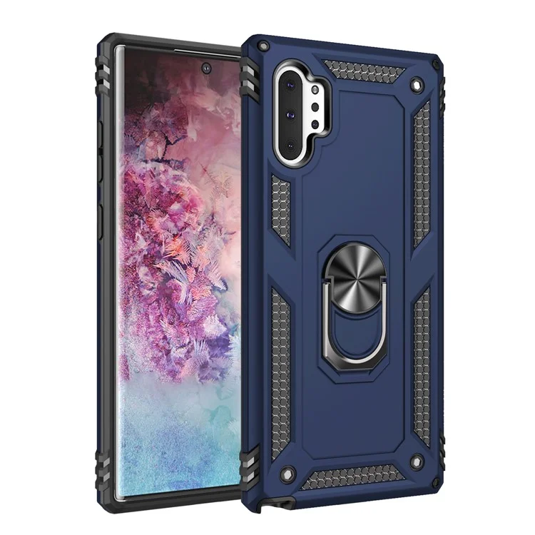 Hybrid PC TPU Kickstand Armor Phone Casing for Samsung Galaxy Note 10 Plus/Note 10 Plus 5G - Blue