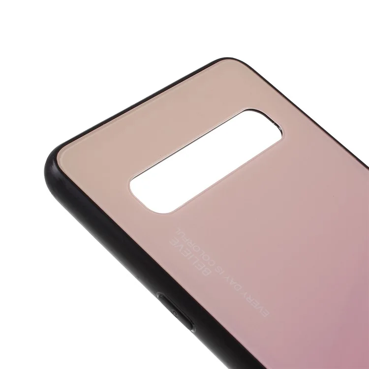 Gradiente Color Glass + TPU Capa De Capa Para Samsung Galaxy S10 5G - Ouro / Rosa