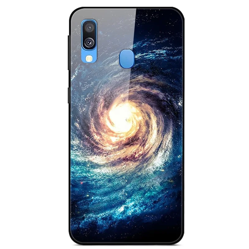 Pattern Printing Glass Back + TPU Hybrid Case for Samsung Galaxy A40 - Nebula