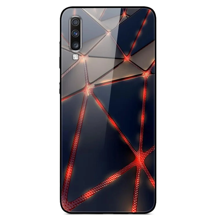Printing Style Glass+TPU+PC Phone Cover für Samsung Galaxy A70 - Stahlseil