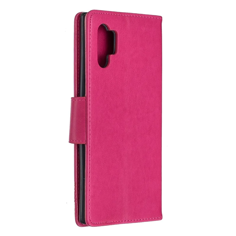 Imprint Butterfly Leather Wallet Phone Shell for Samsung Galaxy Note 10 Plus/Note 10 Plus 5G - Rose