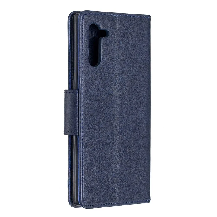 Imprint Butterfly Leather Wallet Phone Case for Samsung Galaxy Note 10/Galaxy Note 10 5G - Blue