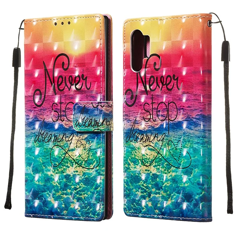 Printing Style Leather Wallet Phone Case for Samsung Galaxy Note 10 Plus / 10 Plus 5G - Never Stop Dreaming