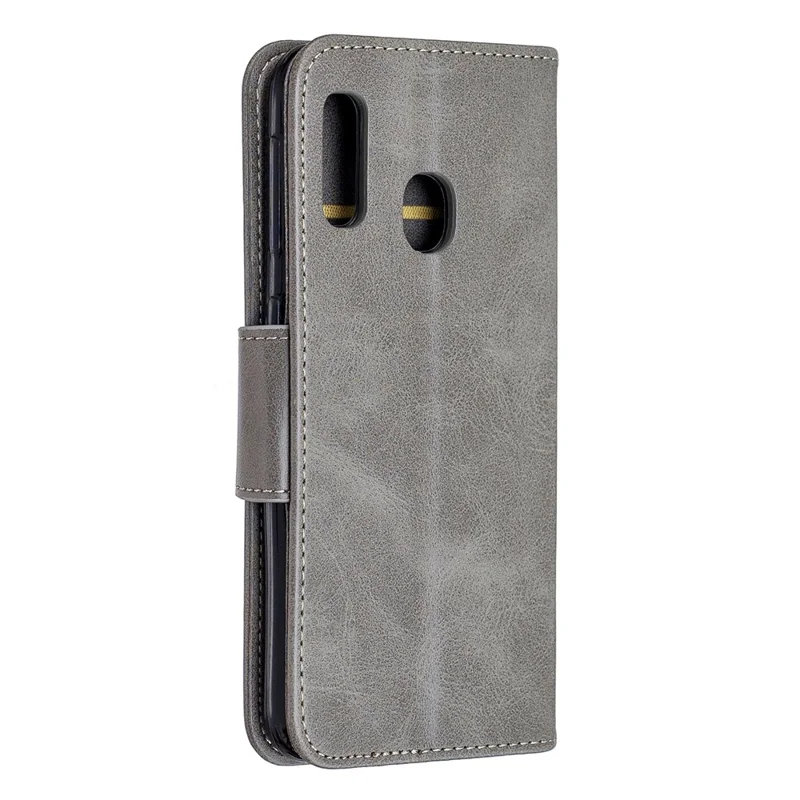 PU Leather Wallet Stand Phone Shell Cover for Samsung Galaxy A20e - Grey