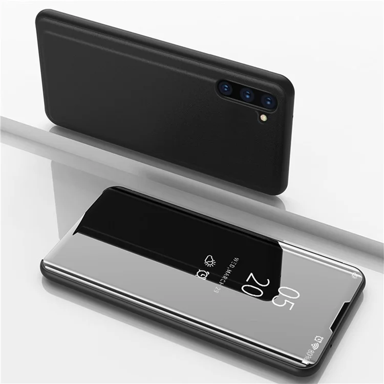 View Window Plated Mirror Surface Leather Stand Case für Samsung Galaxy Note 10 / Note 10 5G - Schwarz