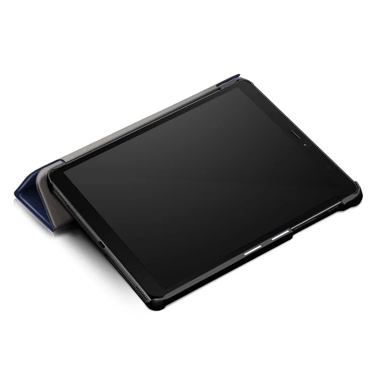 Großer Ausschnitt Dreifach-Ständer Mikrofa-Futter Fallschutz Lederhülle für Samsung Galaxy Galaxy Tab A 8.0 Wi-Fi (2019) T290/ LTE T295 T297 - Blau