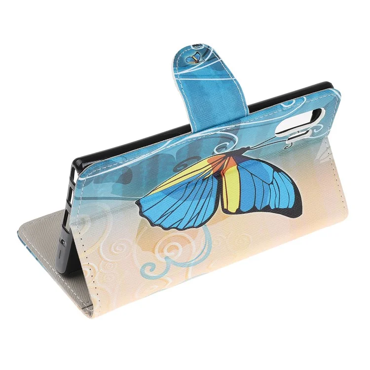 Pattern Printing Cross Texture Leather Wallet Case for Samsung Galaxy Note 10 Plus / Note 10 Plus 5G - Blue Butterfly