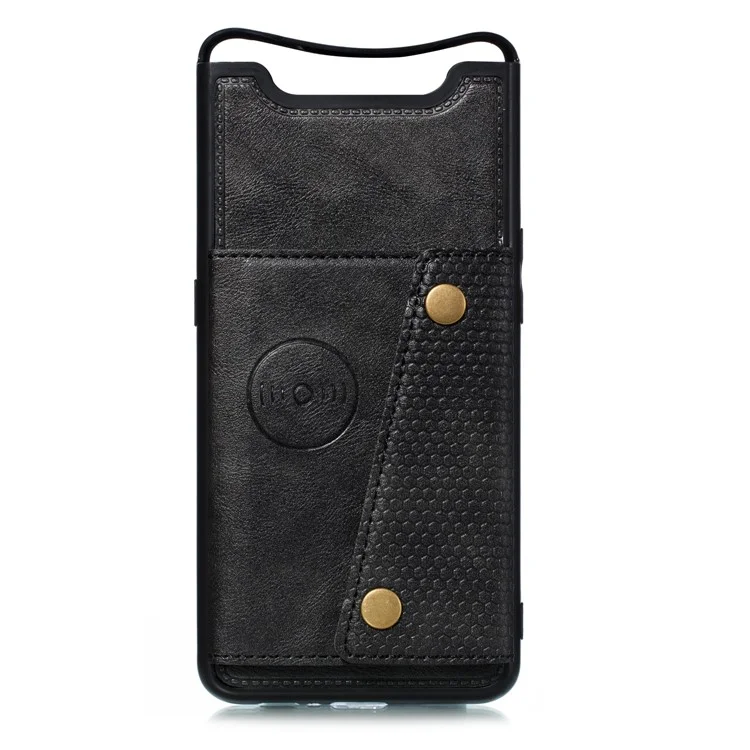 Kickstand Card Titular PU Concluído Case TPU Shell [folha Magnética do Veículo Embutido] Para Samsung Galaxy A80/A90 - Preto