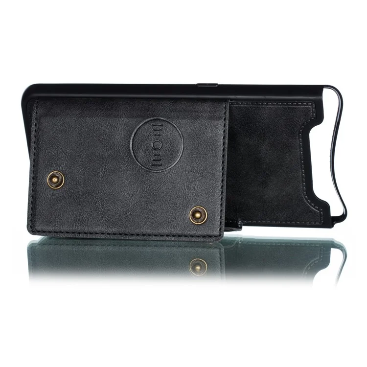 Supporto per schede Kickstand in pelle PU rivestita in TPU Custodia [Lamina magnetica per veicolo integrata] per Samsung Galaxy A80/A90 - Nero