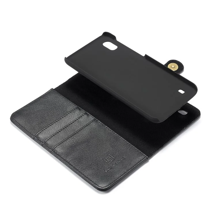 DG.MING Split Leather Phone Cover with Wallet Slot Shell for Samsung Galaxy A10 - Black