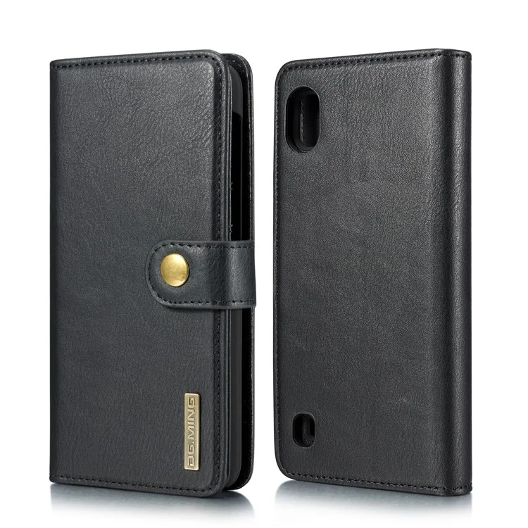 DG.MING Split Leather Phone Cover with Wallet Slot Shell for Samsung Galaxy A10 - Black