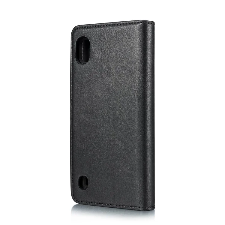 DG.MING Split Leather Phone Cover with Wallet Slot Shell for Samsung Galaxy A10 - Black