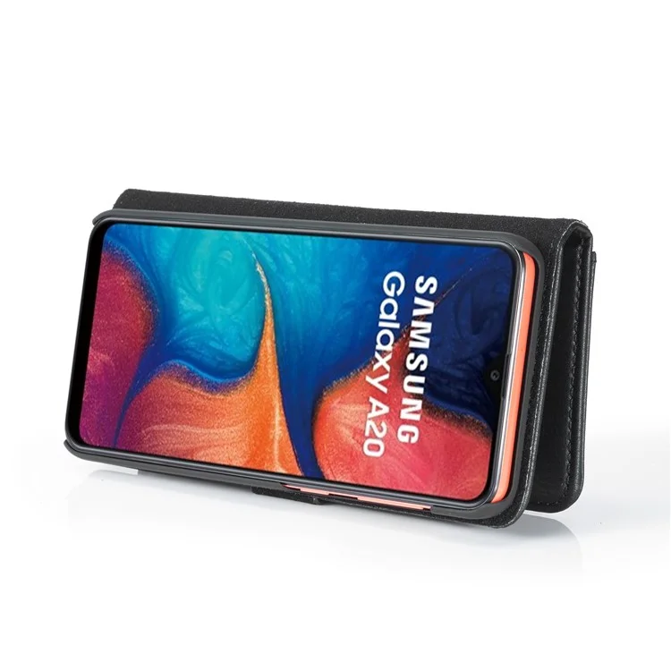 Dg. Ming Split in Pelle Con Guscio di Telefono Per Samsung Galaxy A30 / A20 - Nero