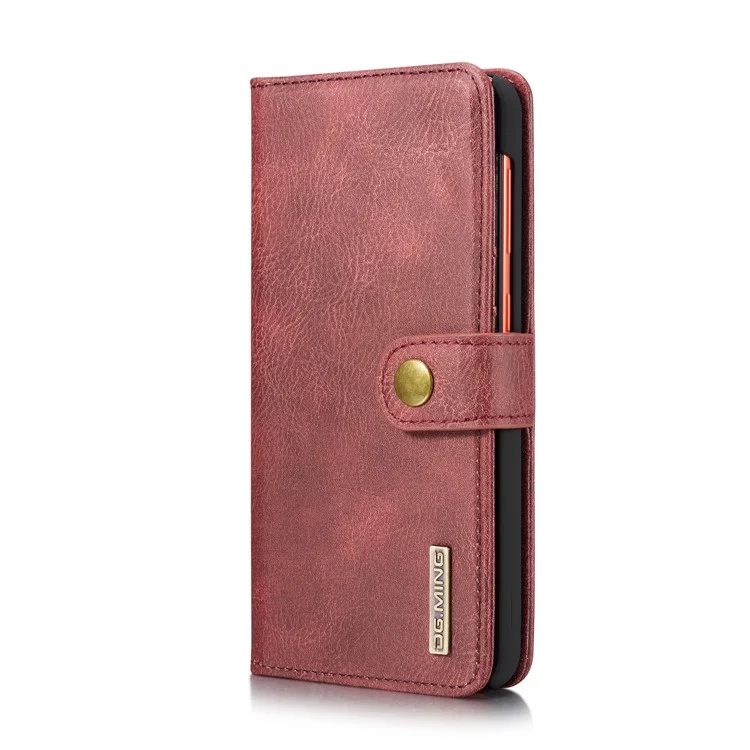 Dg. Ming Split in Pelle Con Guscio di Telefono Per Samsung Galaxy A30 / A20 - Rosso