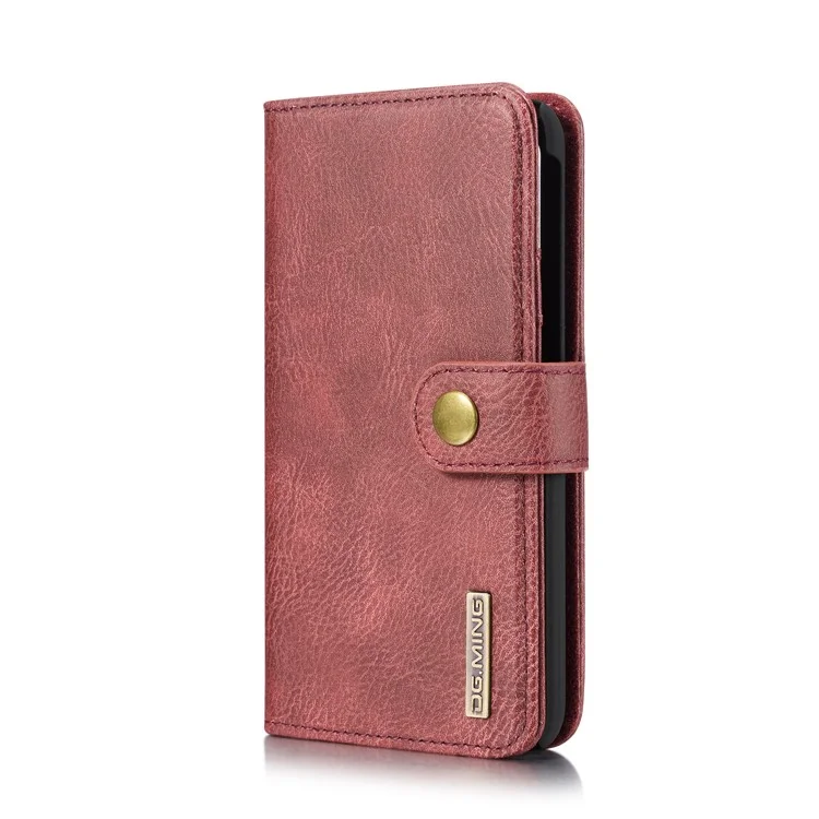 Dg. Ming Per Samsung Galaxy A40 Wallet Telefono Custodia Devacabile Coperchio Protettivo a Shock Shock - Rosso