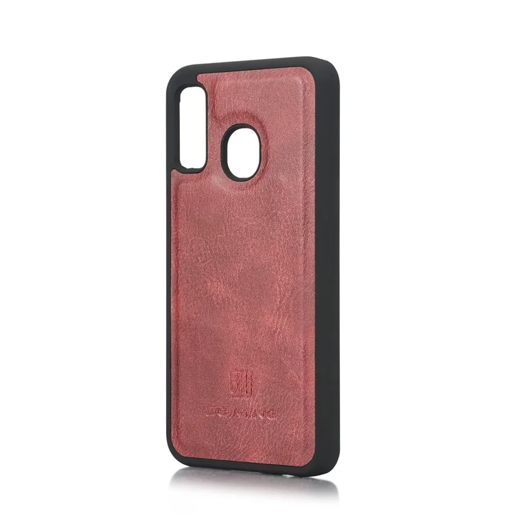 DG.MING For Samsung Galaxy A40 Wallet Phone Case Detachable Case Shockproof Shell Flip Protective Cover - Red