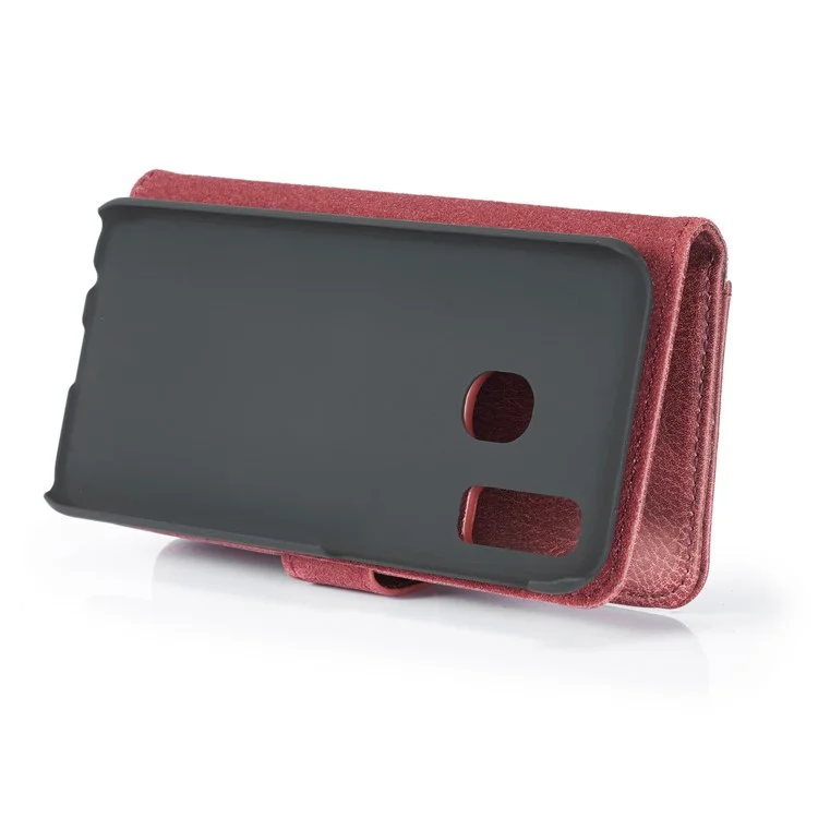 Dg. Ming Per Samsung Galaxy A40 Wallet Telefono Custodia Devacabile Coperchio Protettivo a Shock Shock - Rosso