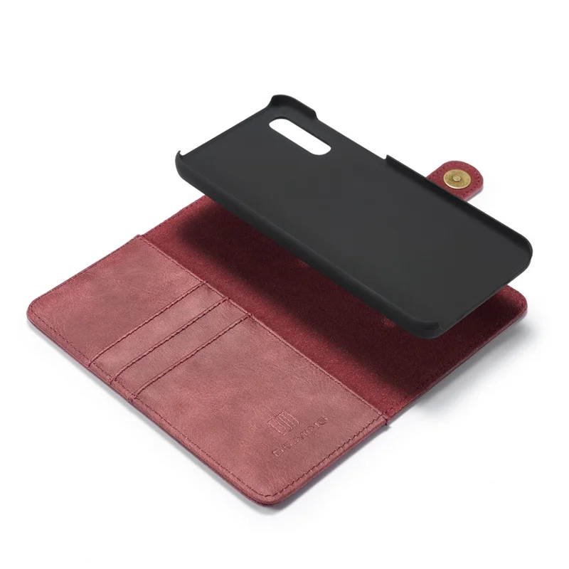 DG.MING Split Leather Phone Case Shell for Samsung Galaxy A50 / A50s / A30s - Red