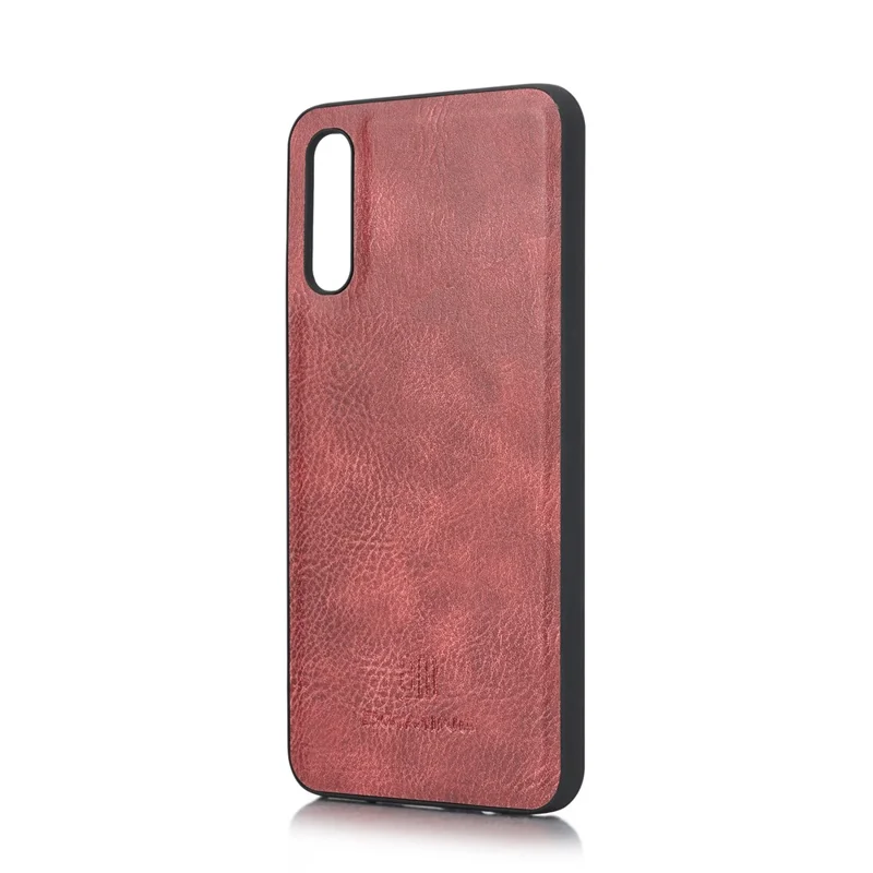 DG.MING Split Leather Phone Case Shell for Samsung Galaxy A50 / A50s / A30s - Red