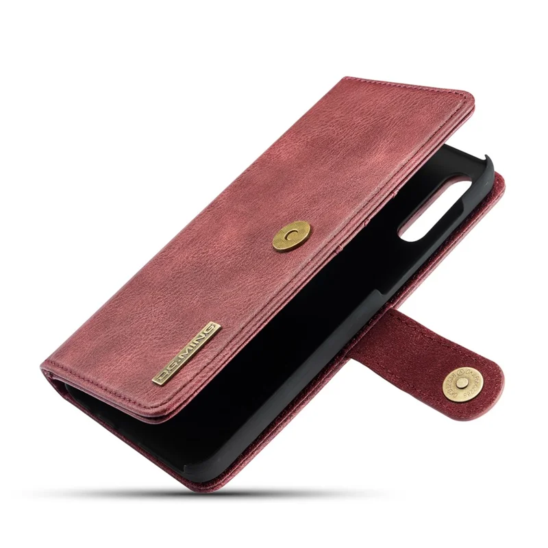 DG.MING Split Leather Phone Case Shell for Samsung Galaxy A50 / A50s / A30s - Red