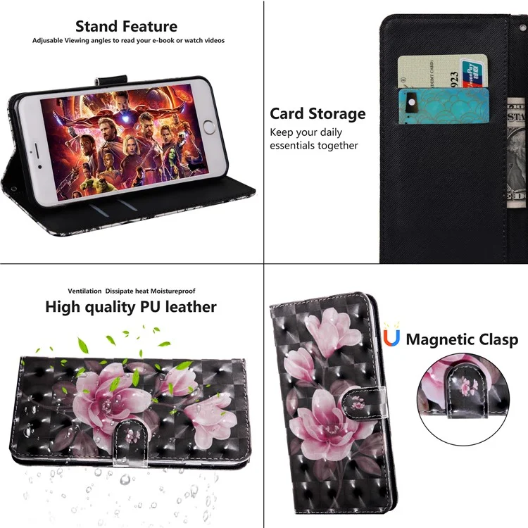 Printing Style Light Spot Decor Leather Wallet Phone Cover for Samsung Galaxy Note 10 Plus/Note 10 Plus 5G - Pink Flower