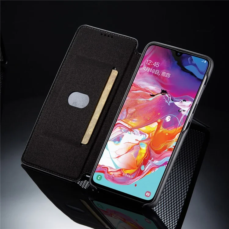 LC.IMEEKE Retro Style Leather Casing with Card Holder for Samsung Galaxy A50/A50s/A30s - Black