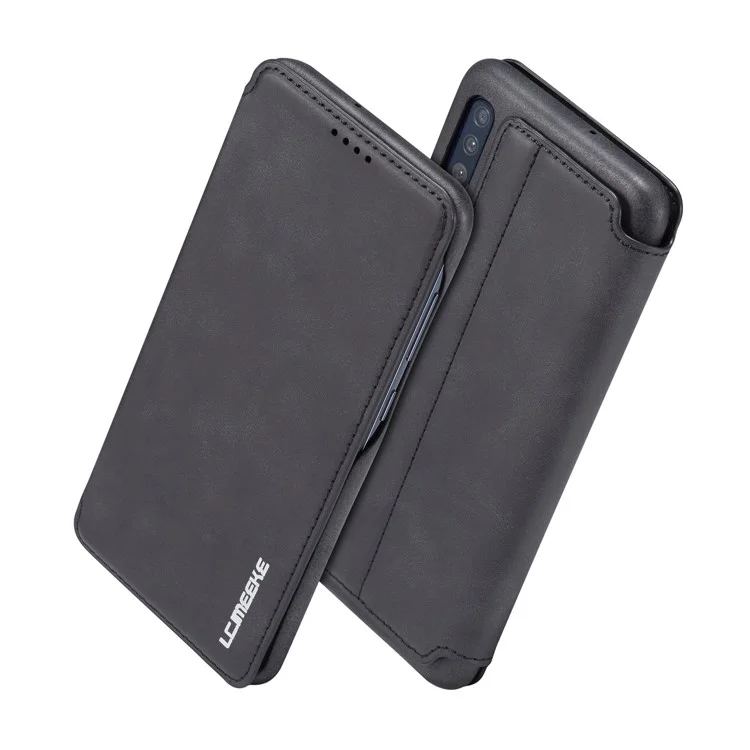 Lc. Basage en Cuir de Style Rétro Imeeke Avec Support de Carte Pour Samsung Galaxy A50 / A50s / A30s - le Noir