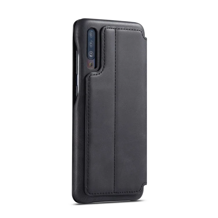 LC.IMEEKE Retro Style Leather Casing with Card Holder for Samsung Galaxy A50/A50s/A30s - Black