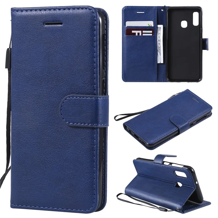 KT Leather Series-2 Wallet Leather Stand  Case for Samsung Galaxy A20e - Blue