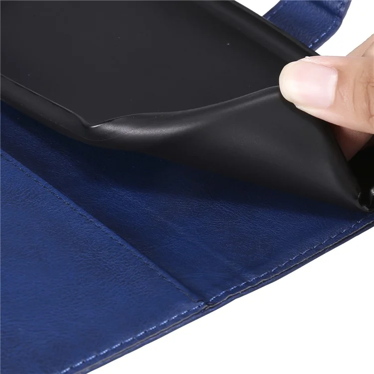 KT Leath Series-2 Wallet Leather Seck Pour Samsung Galaxy A20e - Bleu