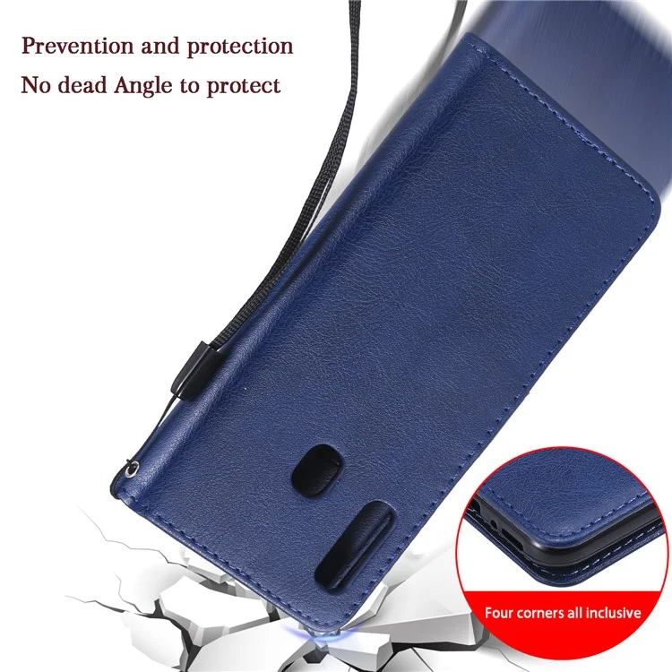 KT Leath Series-2 Wallet Leather Seck Pour Samsung Galaxy A20e - Bleu
