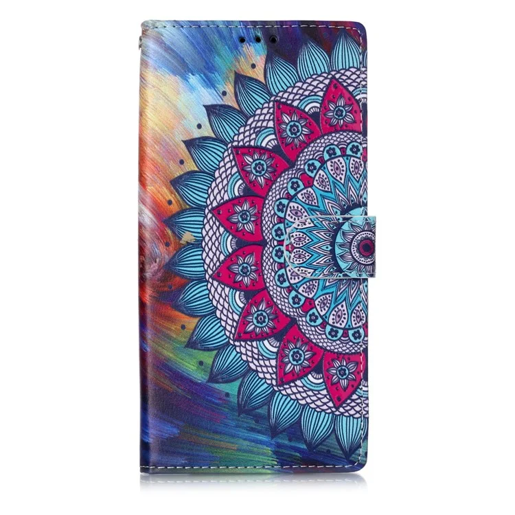 Cubierta de Cubierta de Teléfono de Cuero de Impresión en Relieve Brillante Para Samsung Galaxy Note 10 Plus / Nota 10 Más 5G - Flor de Mandala