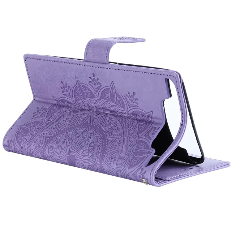 Custodia Per il Portafoglio in Pelle di Fiore Impronta Per Samsung Galaxy A80/A90 - Viola
