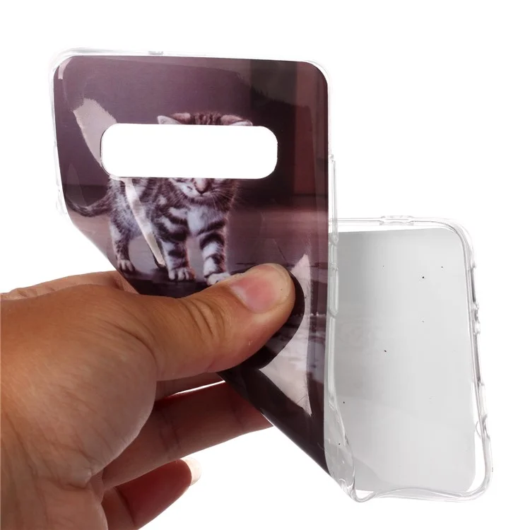 Pattern Printing IMD TPU Case for Samsung Galaxy S10 Plus - Cat and Reflection in Water