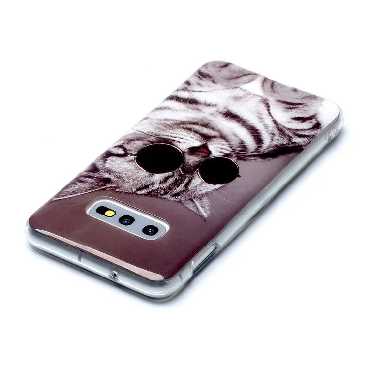 Impressão de Padrões IMD TPU Case Para Samsung Galaxy S10e - Gato Usando Óculos