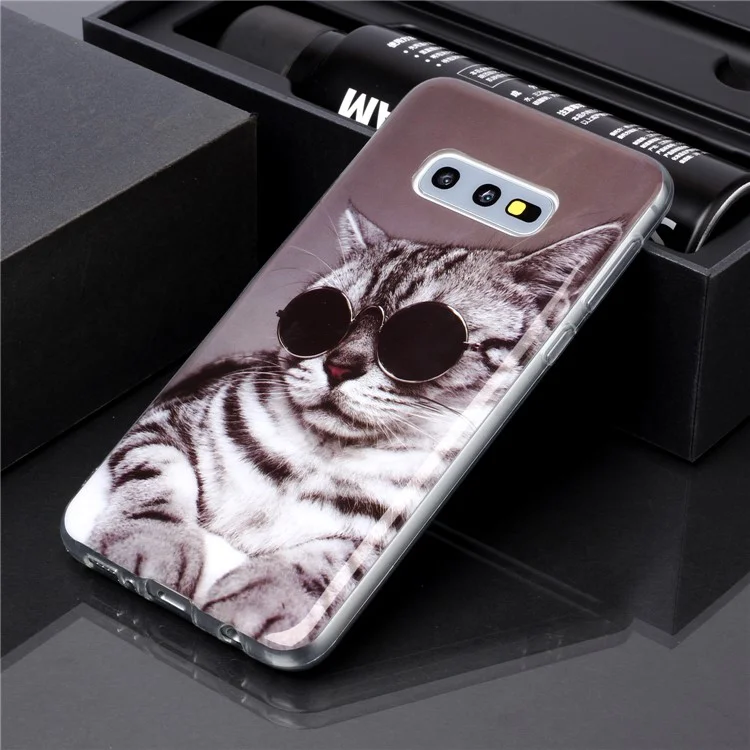 Pattern Printing IMD TPU Case for Samsung Galaxy S10e - Cat Wearing Glasses