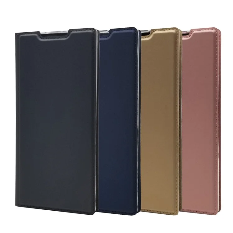 Porta Della Scheda in Pelle di Adsorbimento Magnetico Shell Per Samsung Galaxy Note 10 Plus/Note 10 Plus 5G - Nero