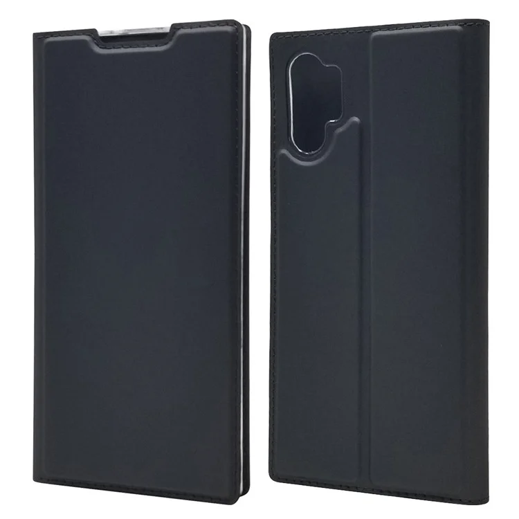 Porta Della Scheda in Pelle di Adsorbimento Magnetico Shell Per Samsung Galaxy Note 10 Plus/Note 10 Plus 5G - Nero