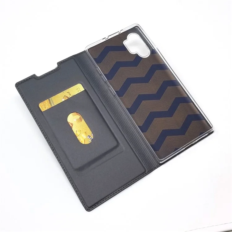 Porta Della Scheda in Pelle di Adsorbimento Magnetico Shell Per Samsung Galaxy Note 10 Plus/Note 10 Plus 5G - Nero